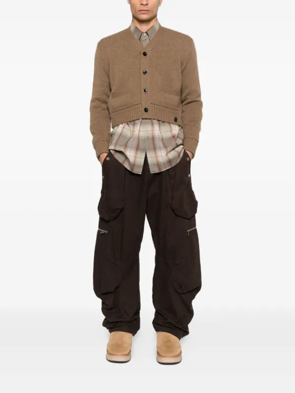 Sacai ロゴ カーディガン | ブラウン | FARFETCH JP