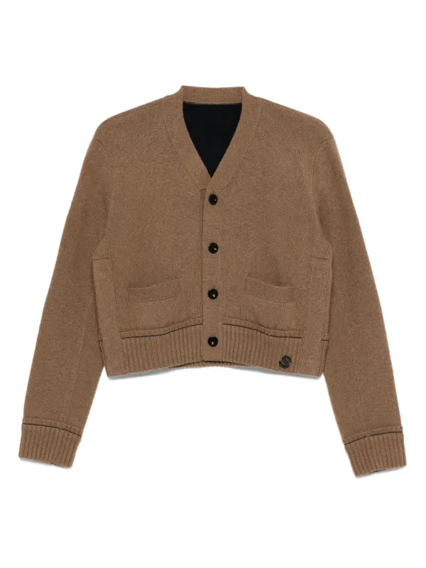Sacai ロゴ カーディガン | ブラウン | FARFETCH JP