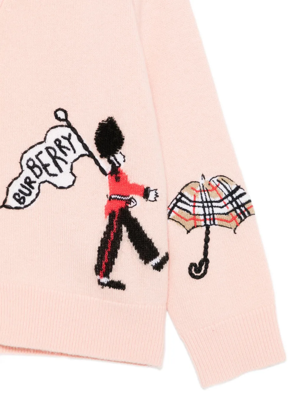 Burberry Kids embroidered cable-knit cardigan Roze