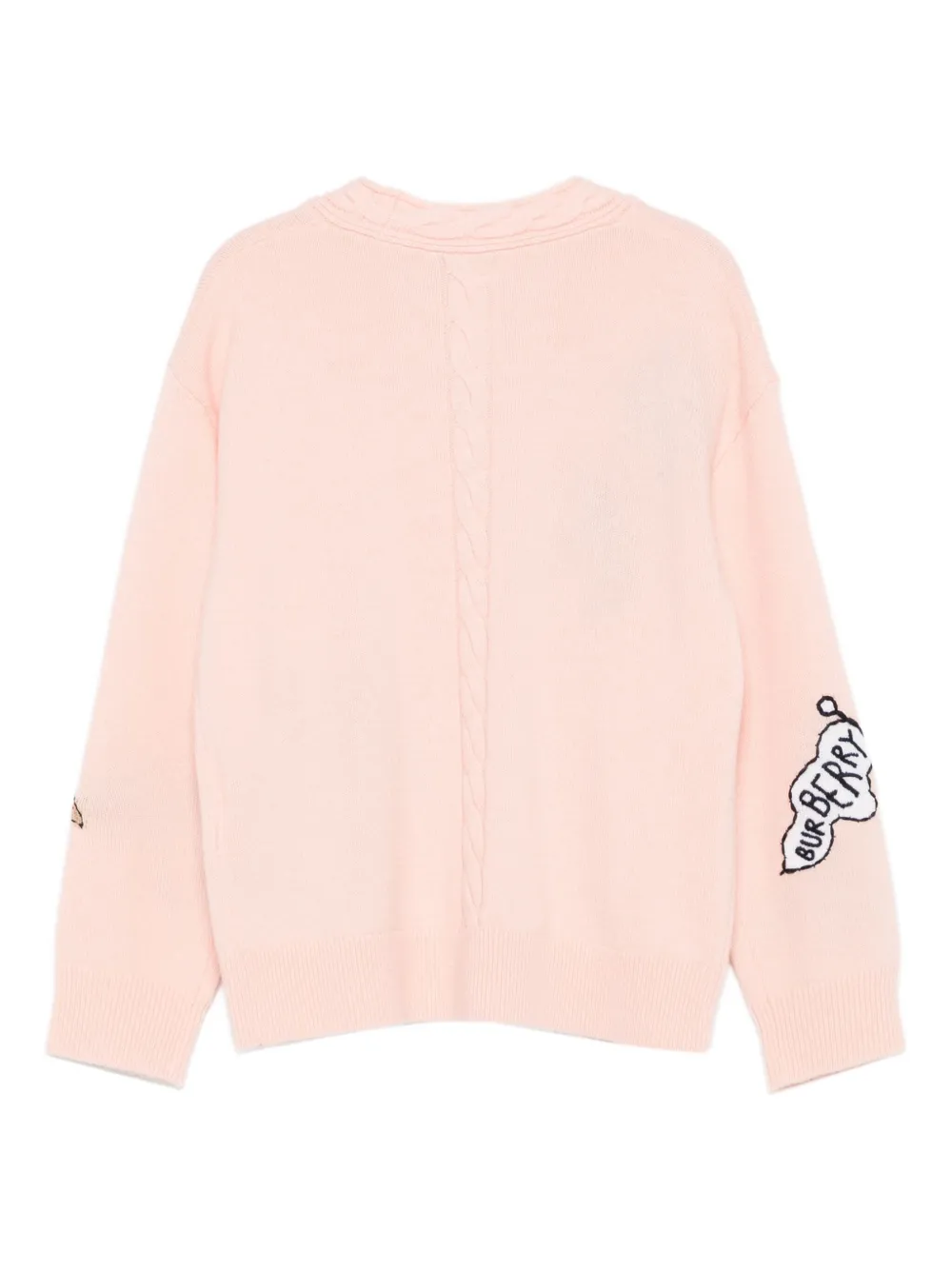 Burberry Kids embroidered cable-knit cardigan Roze