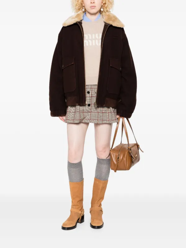 Miu Miu faux-fur Collar Jacket | Brown | FARFETCH