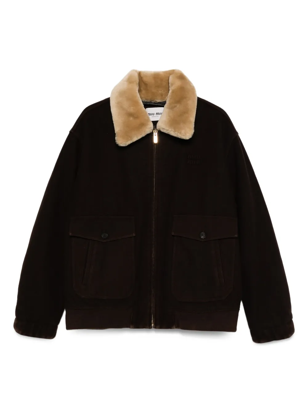 Miu faux-fur collar jacket Bruin