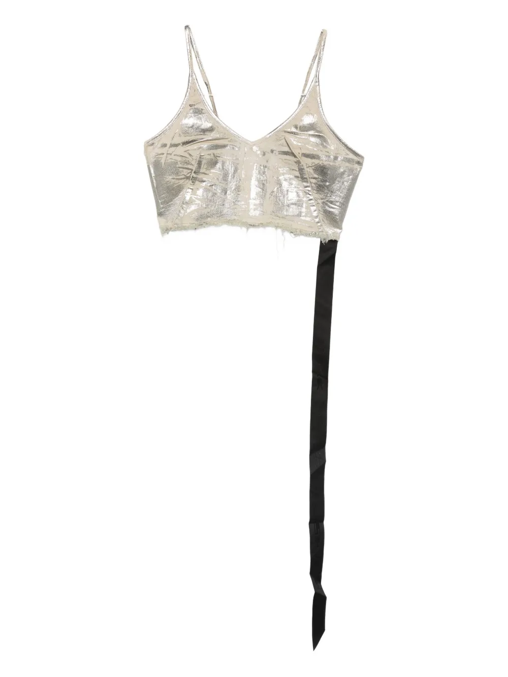 Rick Owens Drkshdw Frayed Top In Silver