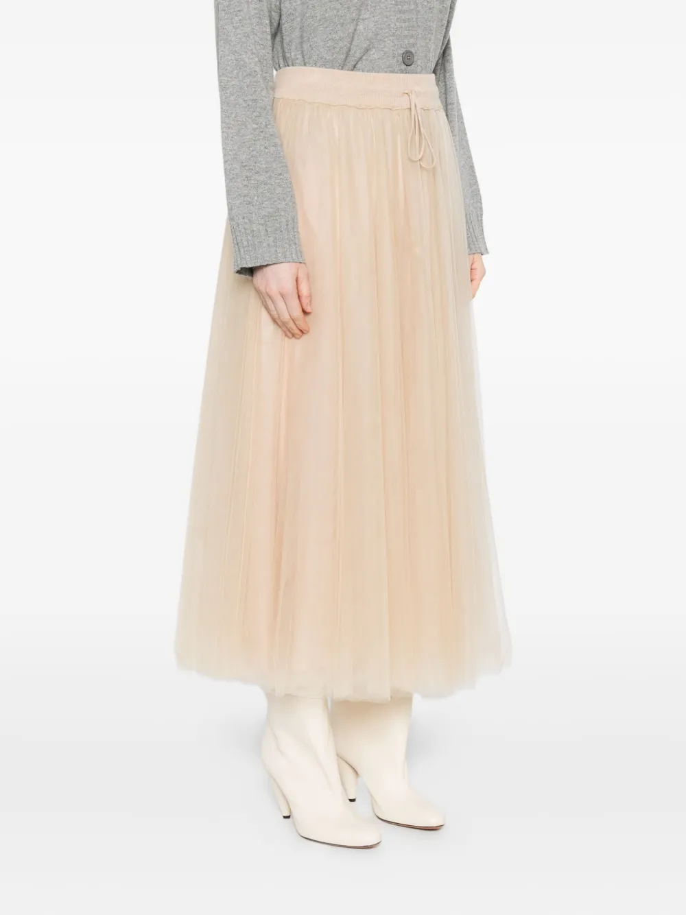 Fabiana Filippi pleated drawstring skirt Beige