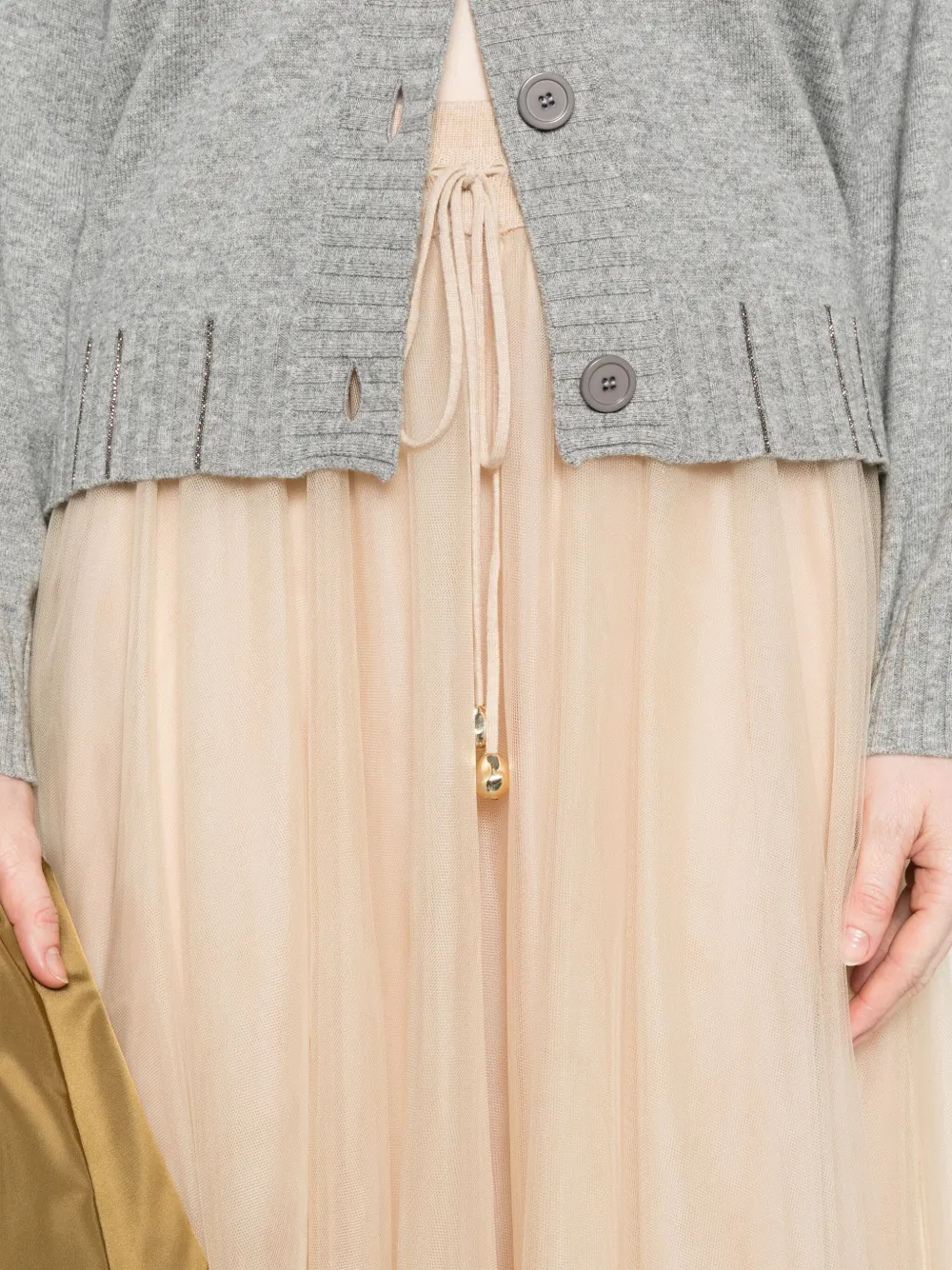 Fabiana Filippi pleated drawstring skirt Beige