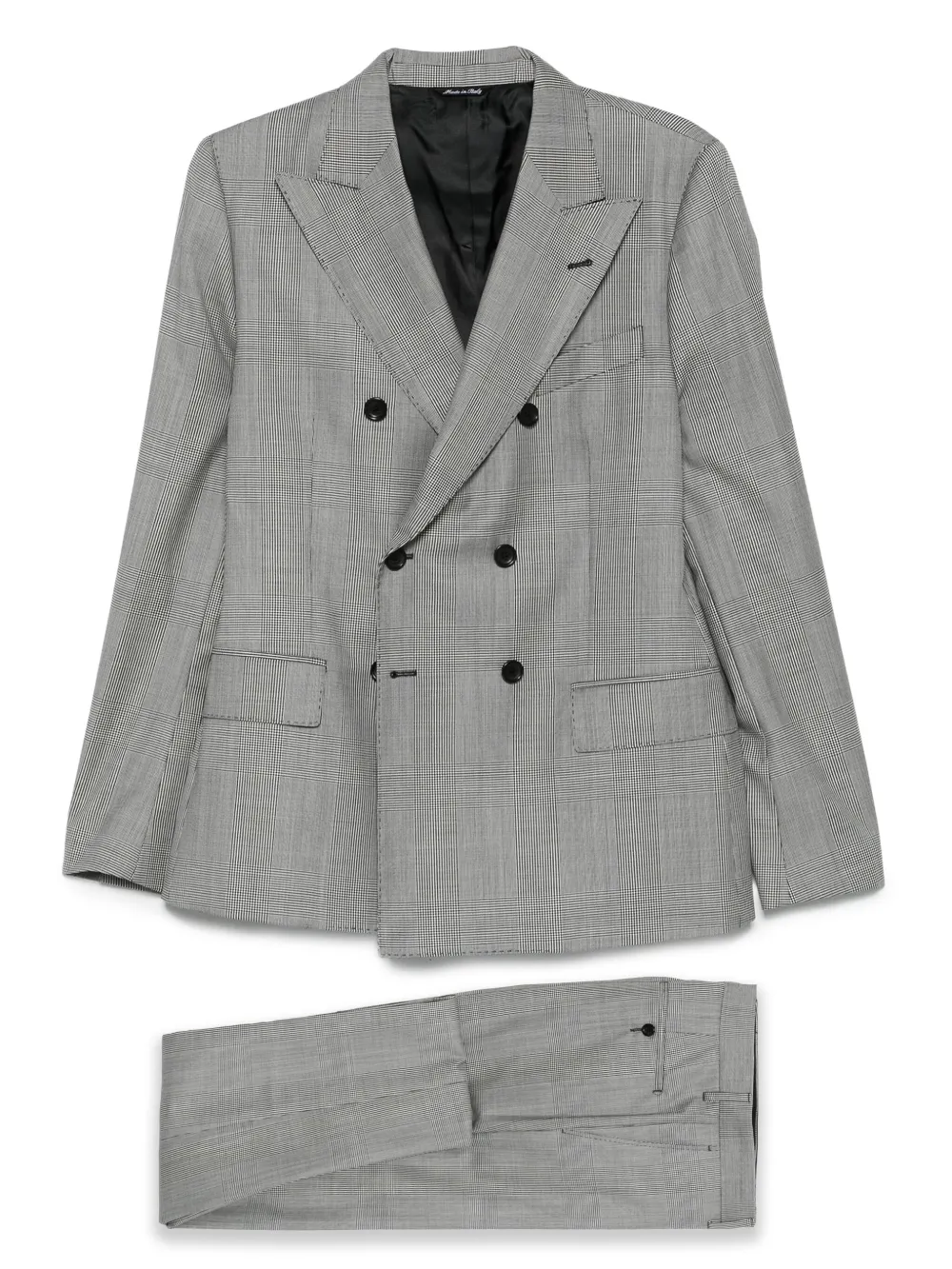 double-breasted checked-pattern suit
