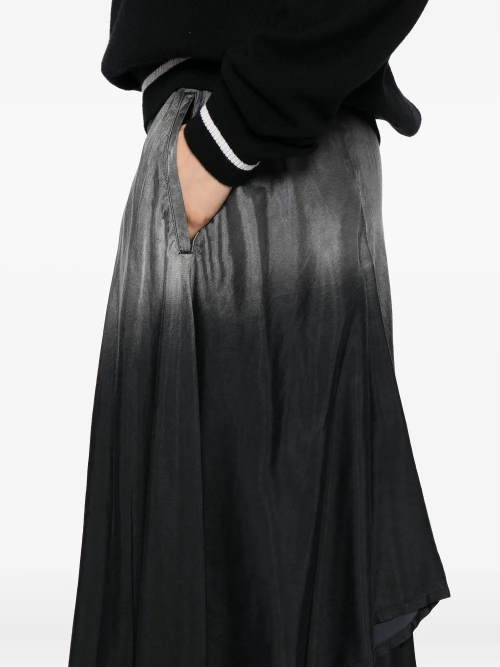 Yohji Yamamoto asymmetric mid skirt Grijs