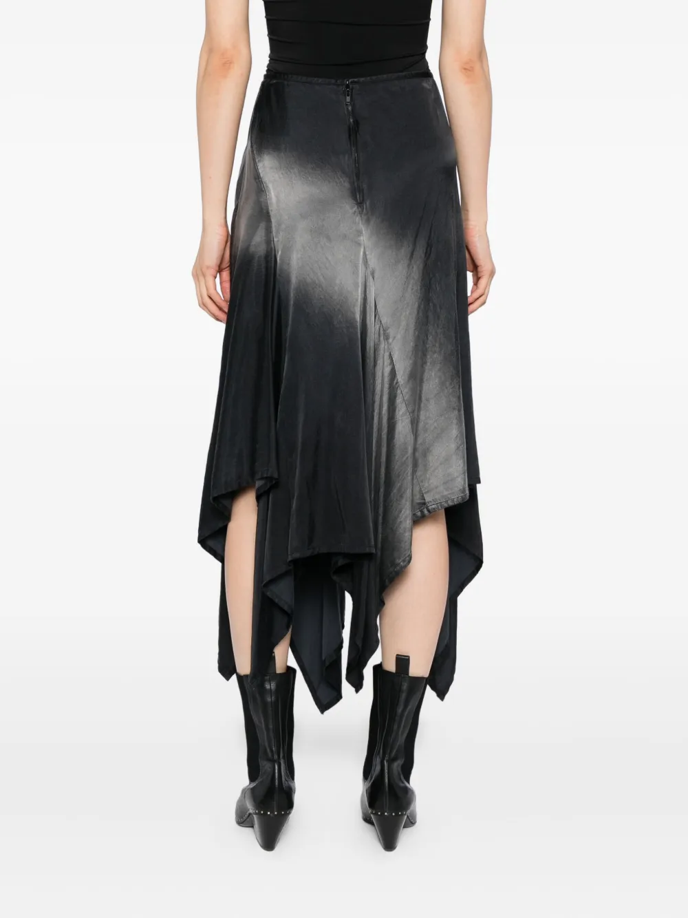 Yohji Yamamoto asymmetric mid skirt Grijs