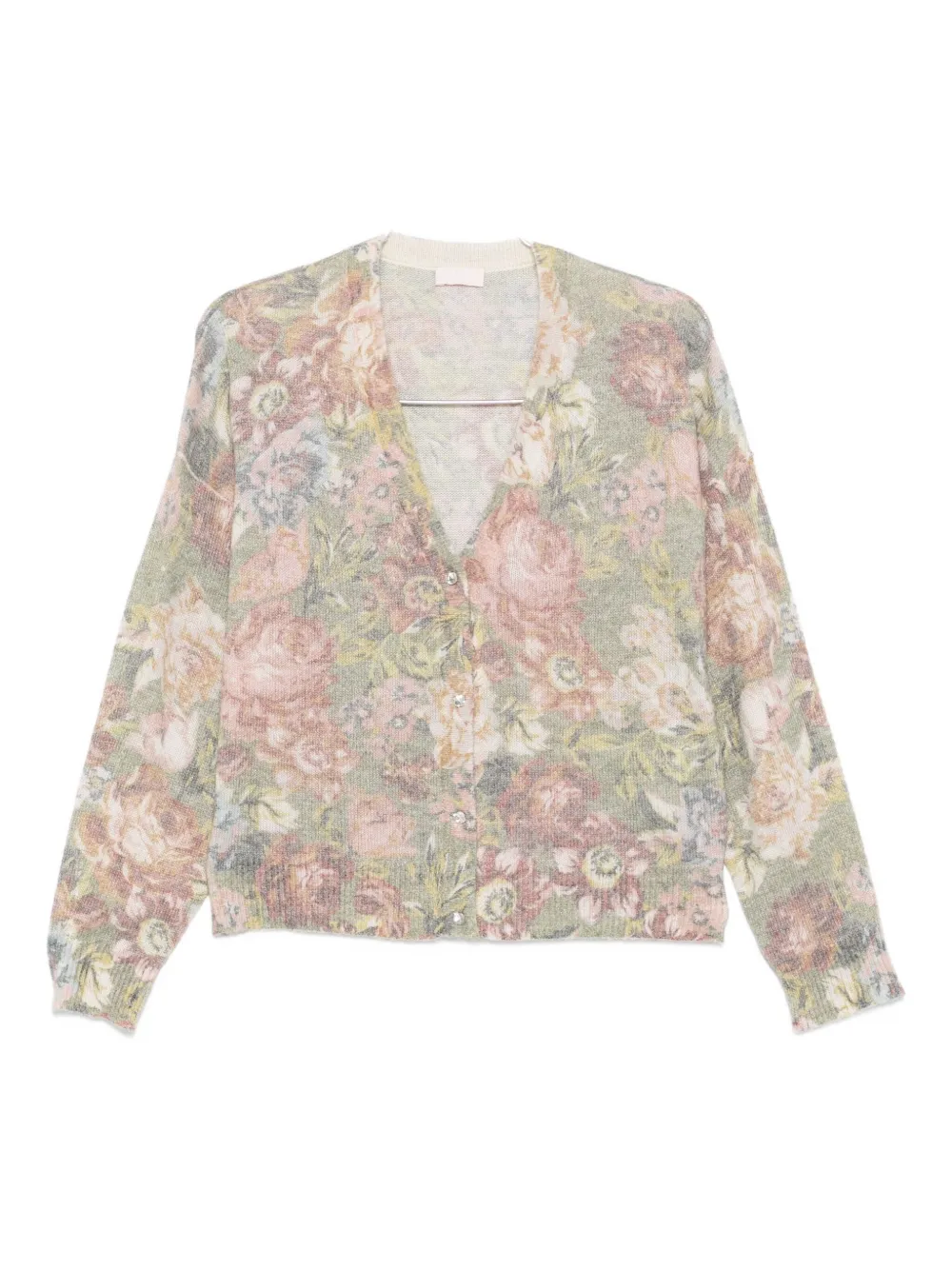 Liu •jo Multicolour Floral V-neck Knit Sweater In Multi