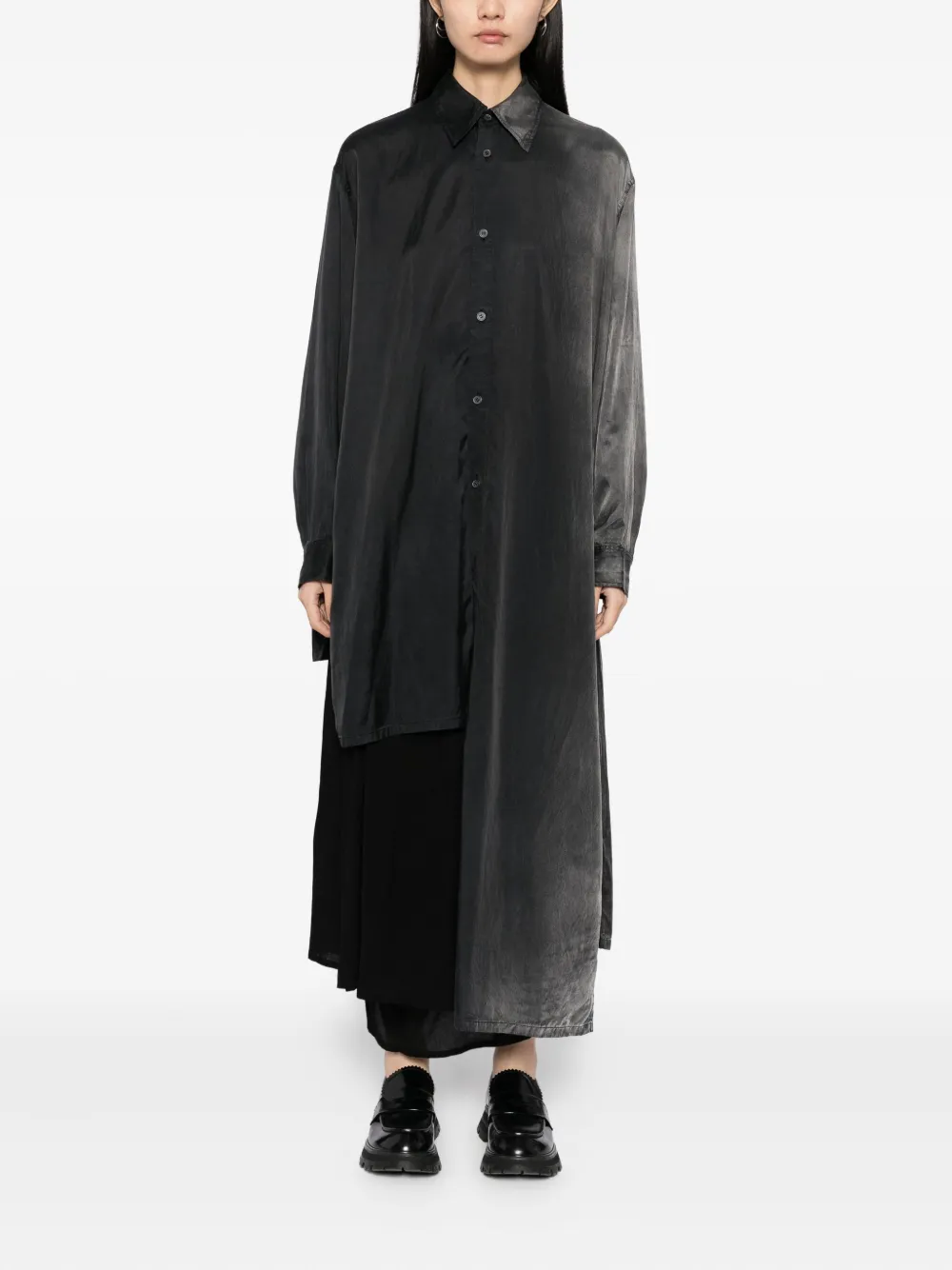 Yohji Yamamoto Blouse met asymmetrische afwerking Grijs