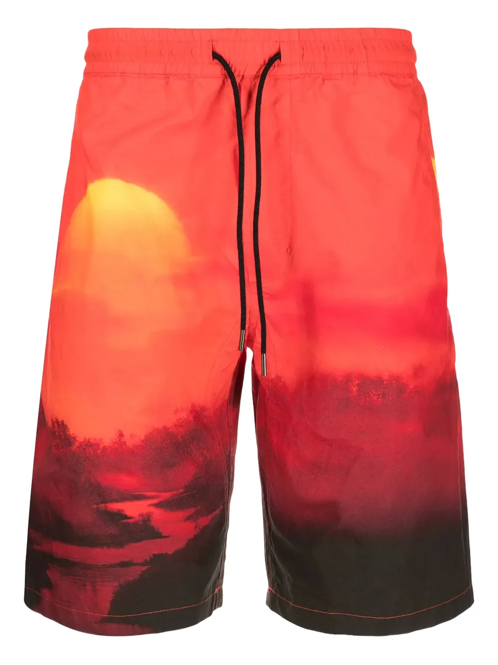 sunset-print drawstring shorts
