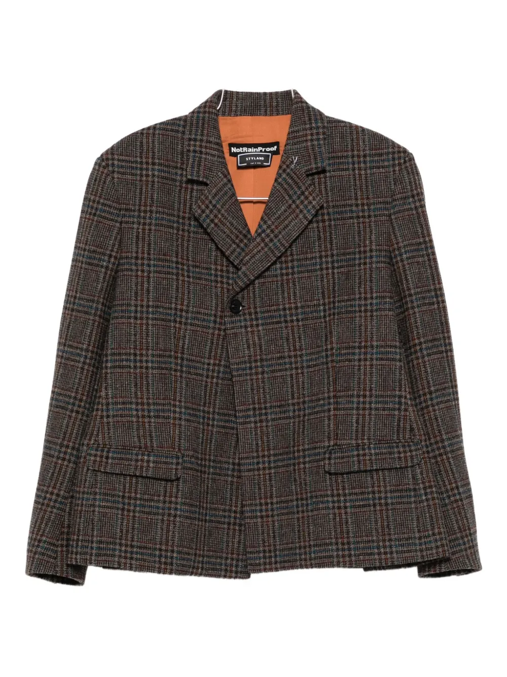 STYLAND check-pattern wool blazer - ブラウン STYLAND check-pattern wool blazer - ブラウン