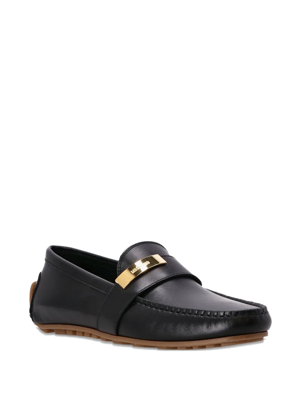 Moschino Leren loafers met streepdetail - Zwart