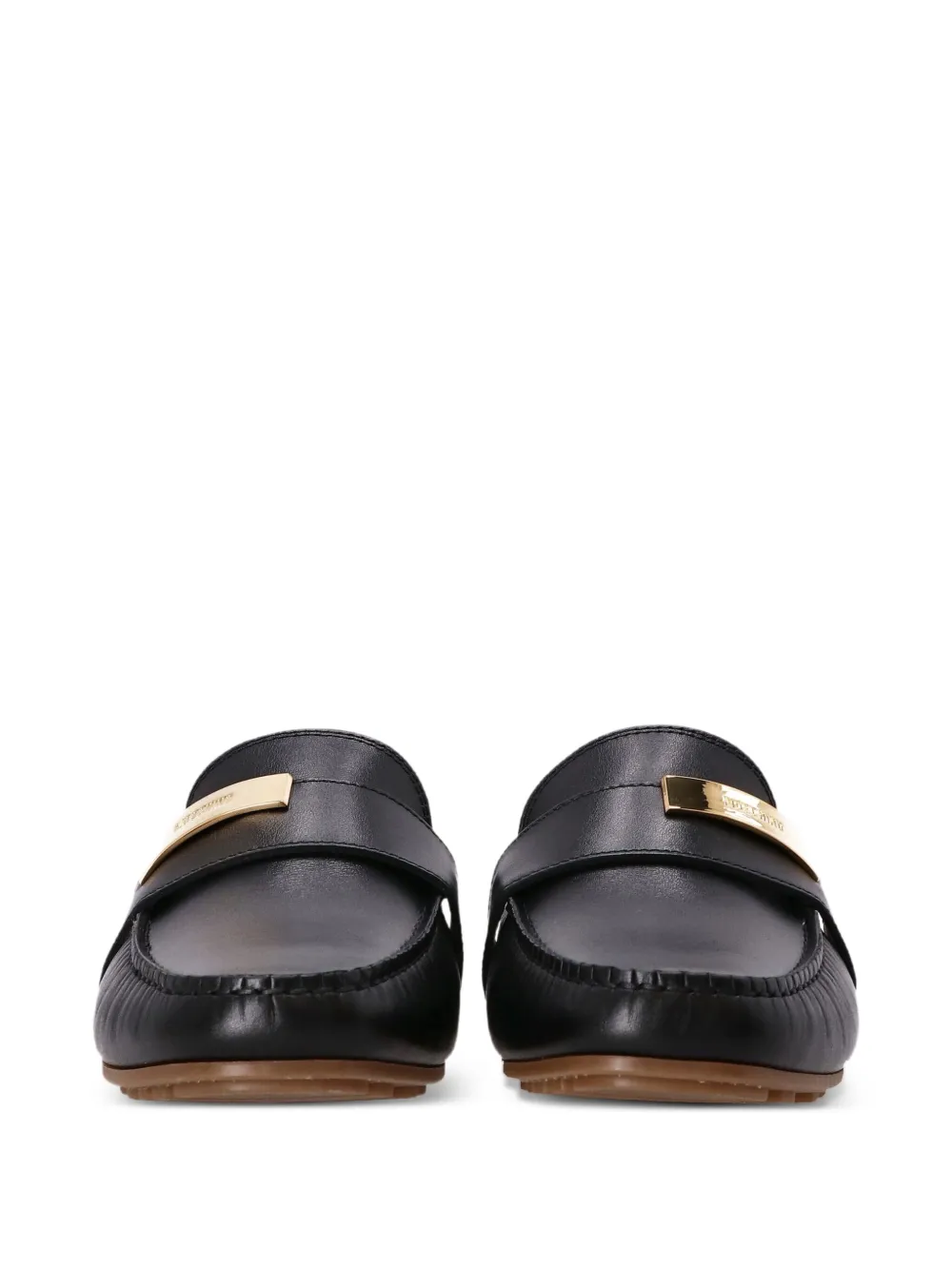 Moschino leather bar-detail loafers Black