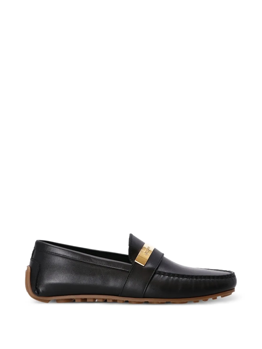 Moschino leather bar-detail loafers Black