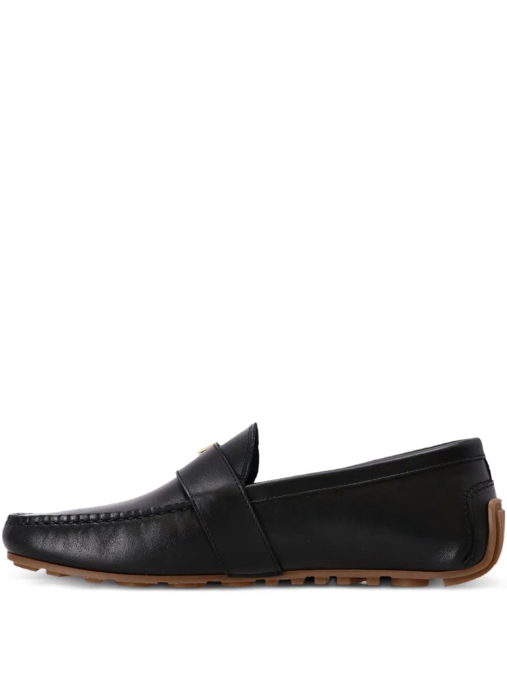 Moschino leather bar-detail loafers Black
