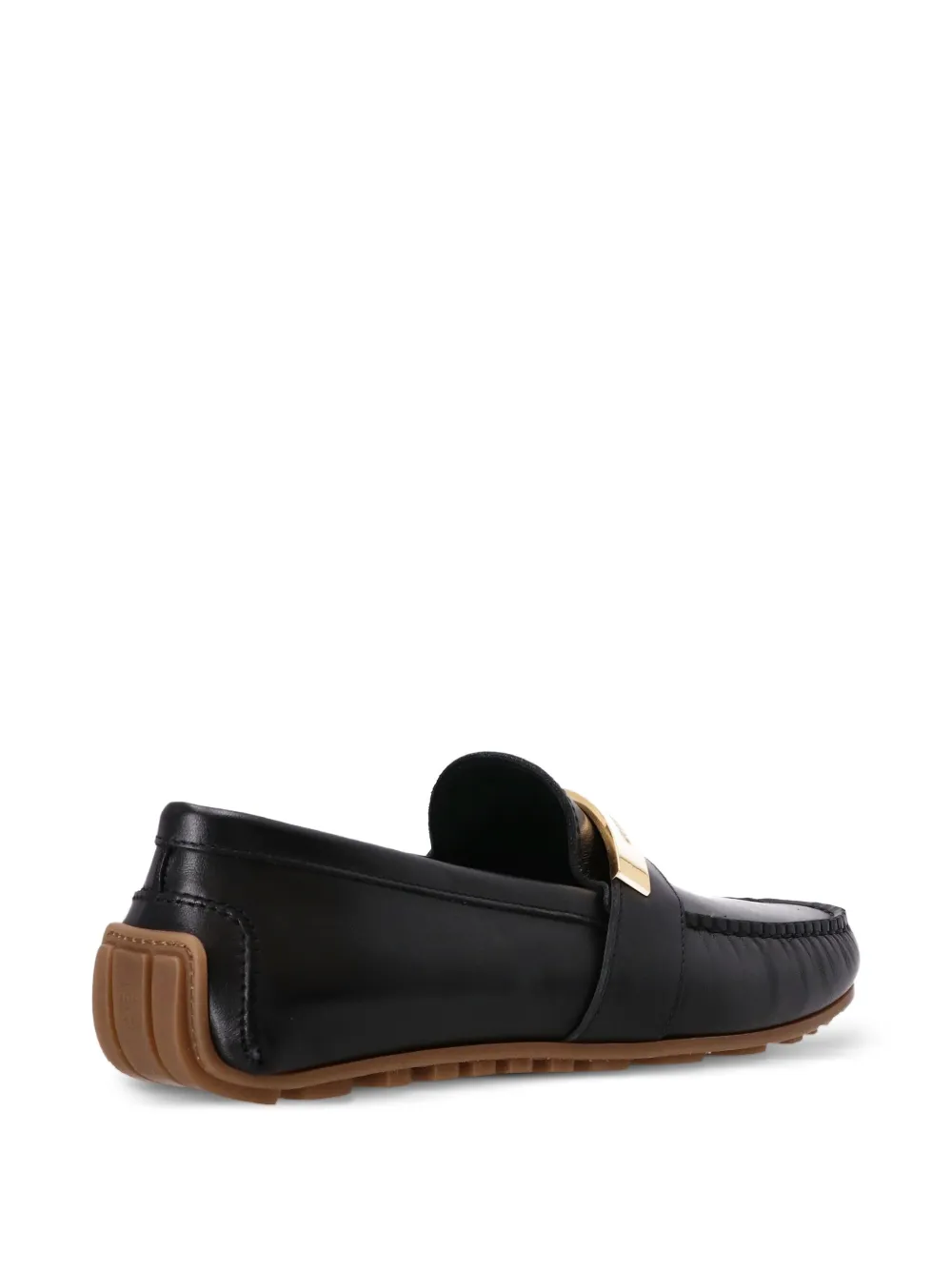 Moschino leather bar-detail loafers Black