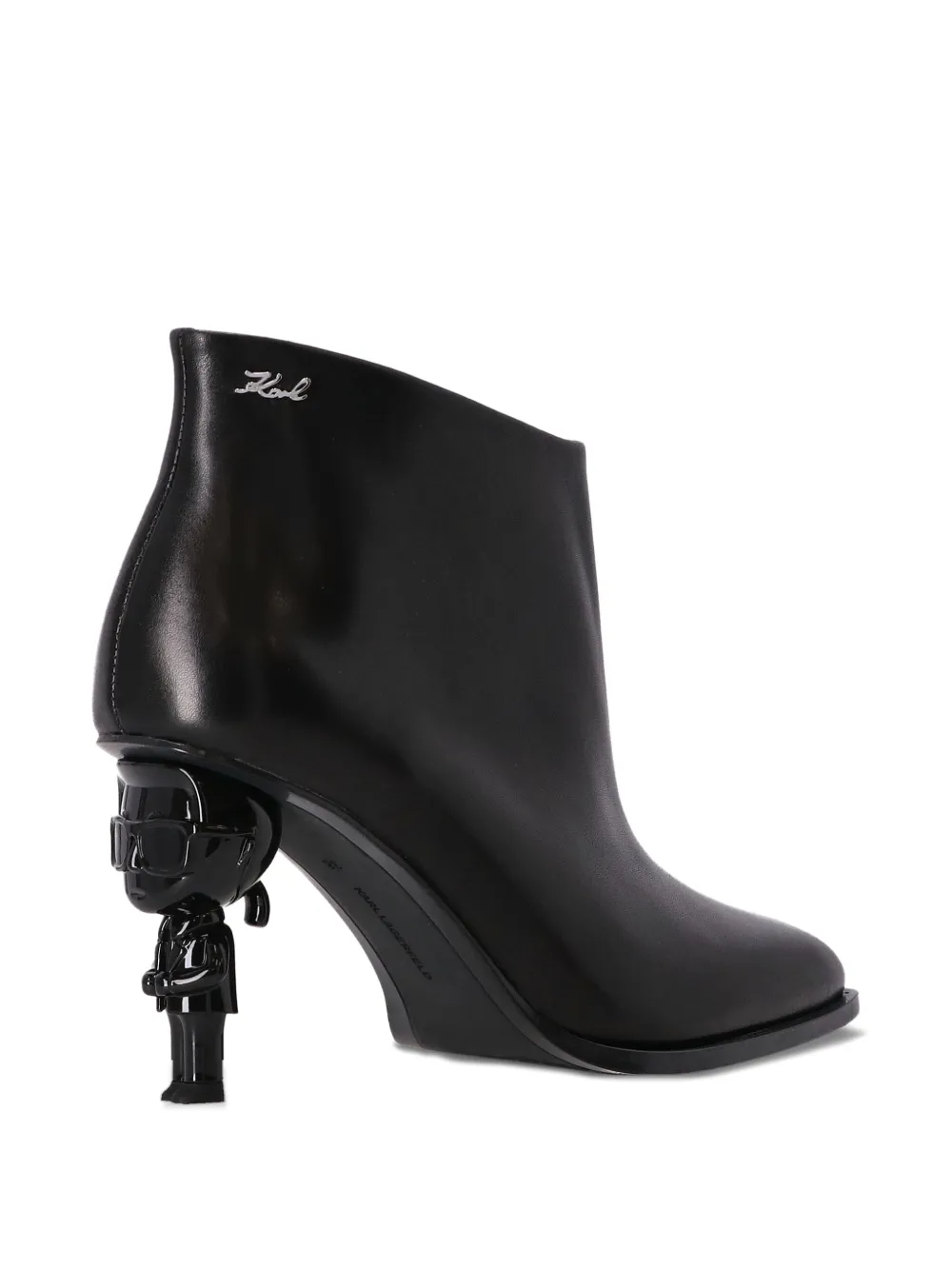 Karl Lagerfeld Ikon Karl leren enkellaarzen met hak Zwart