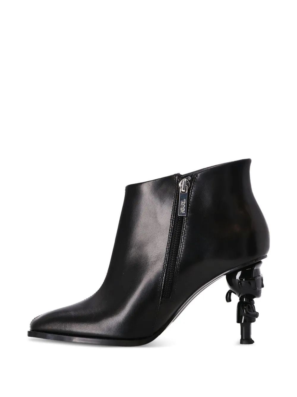 Karl Lagerfeld Ikon Karl leren enkellaarzen met hak Zwart