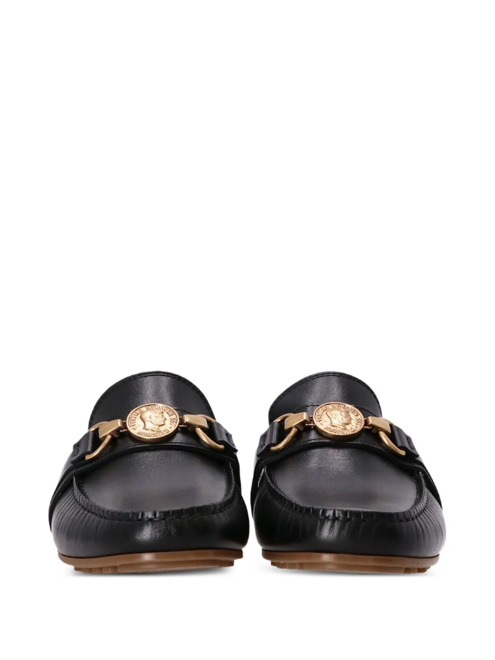 Moschino Leren loafers met medaillon Zwart