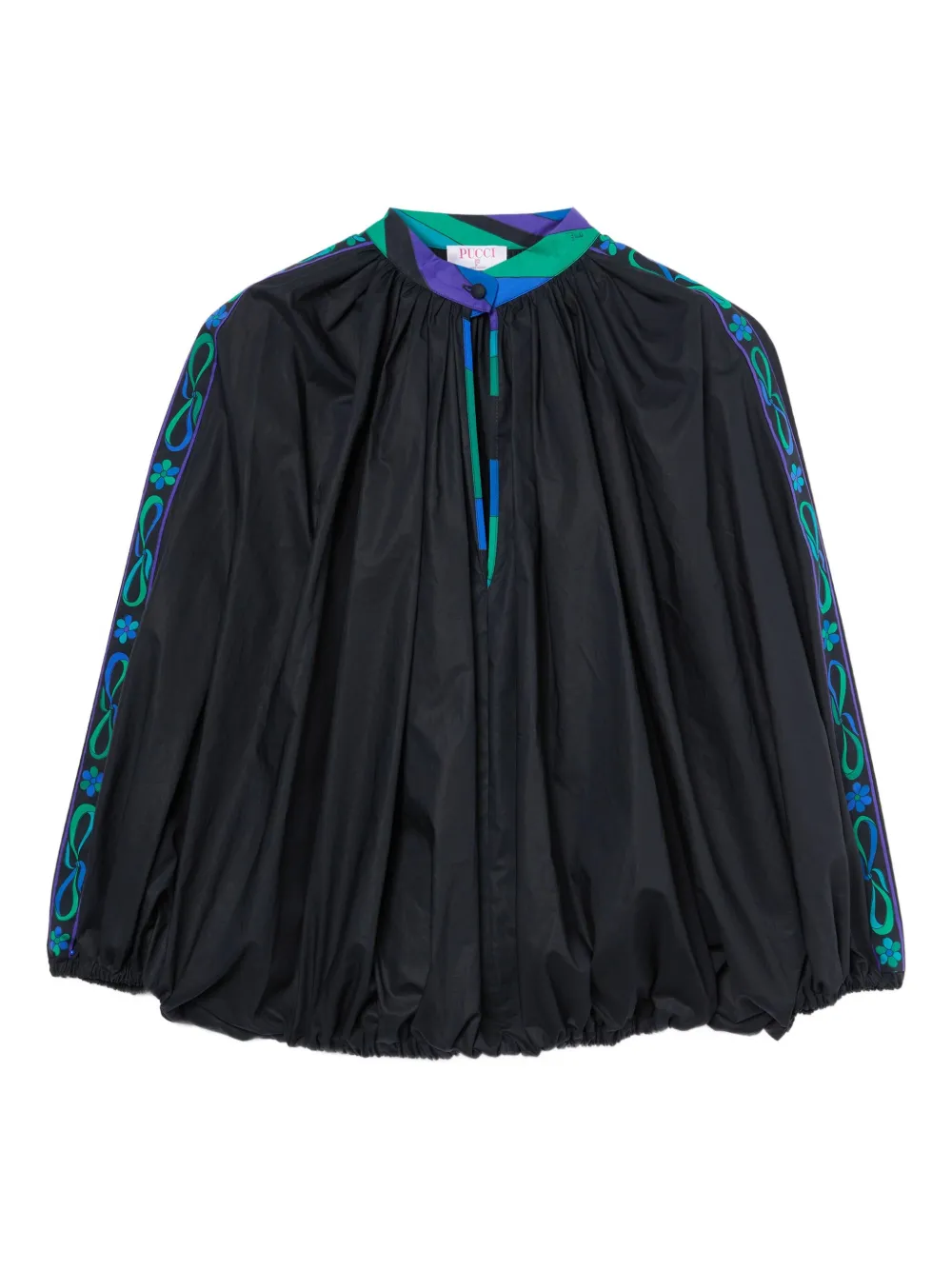 mandarin-neck embroidered blouse