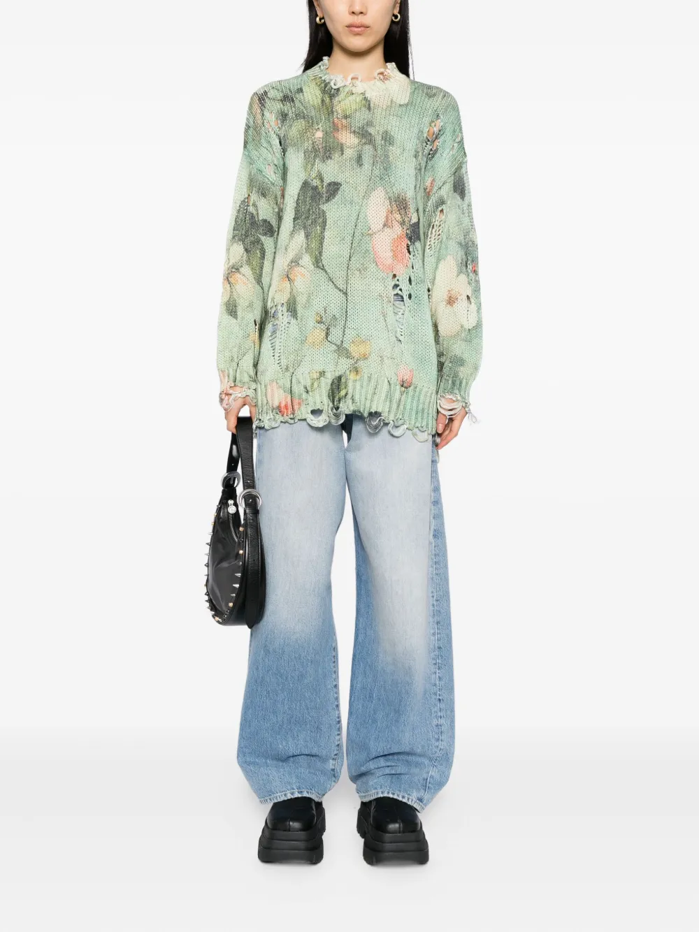 R13 Trui met bloemenprint Groen