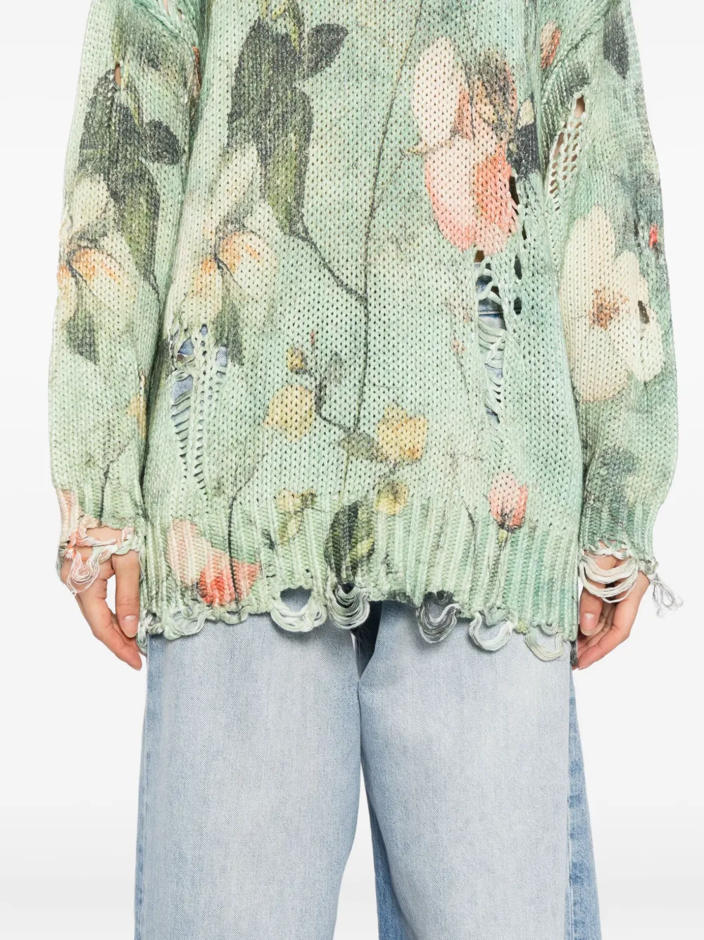R13 Trui met bloemenprint Groen