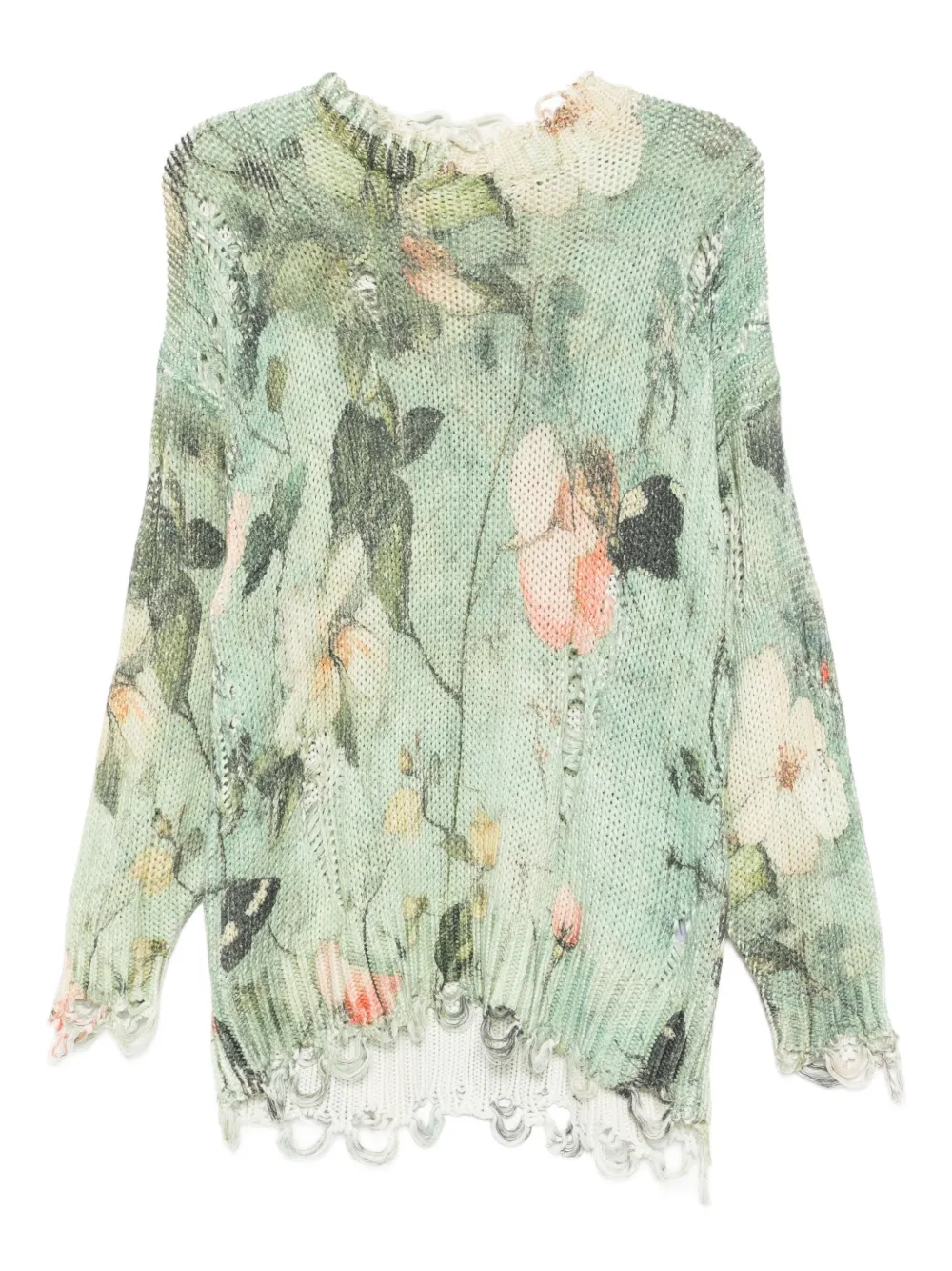 R13 Trui met bloemenprint Groen