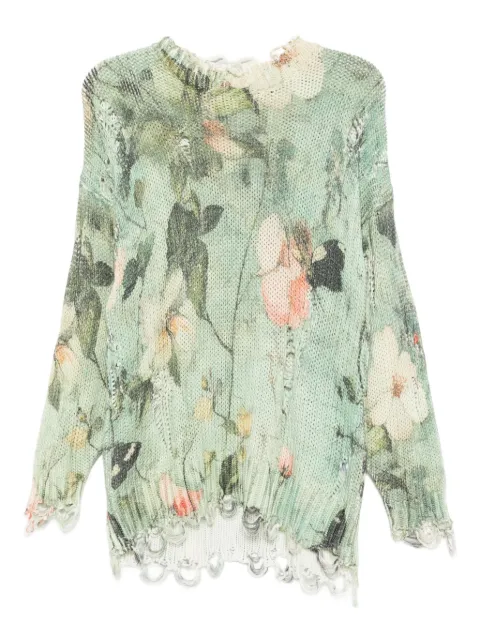 R13 distressed floral-print jumper