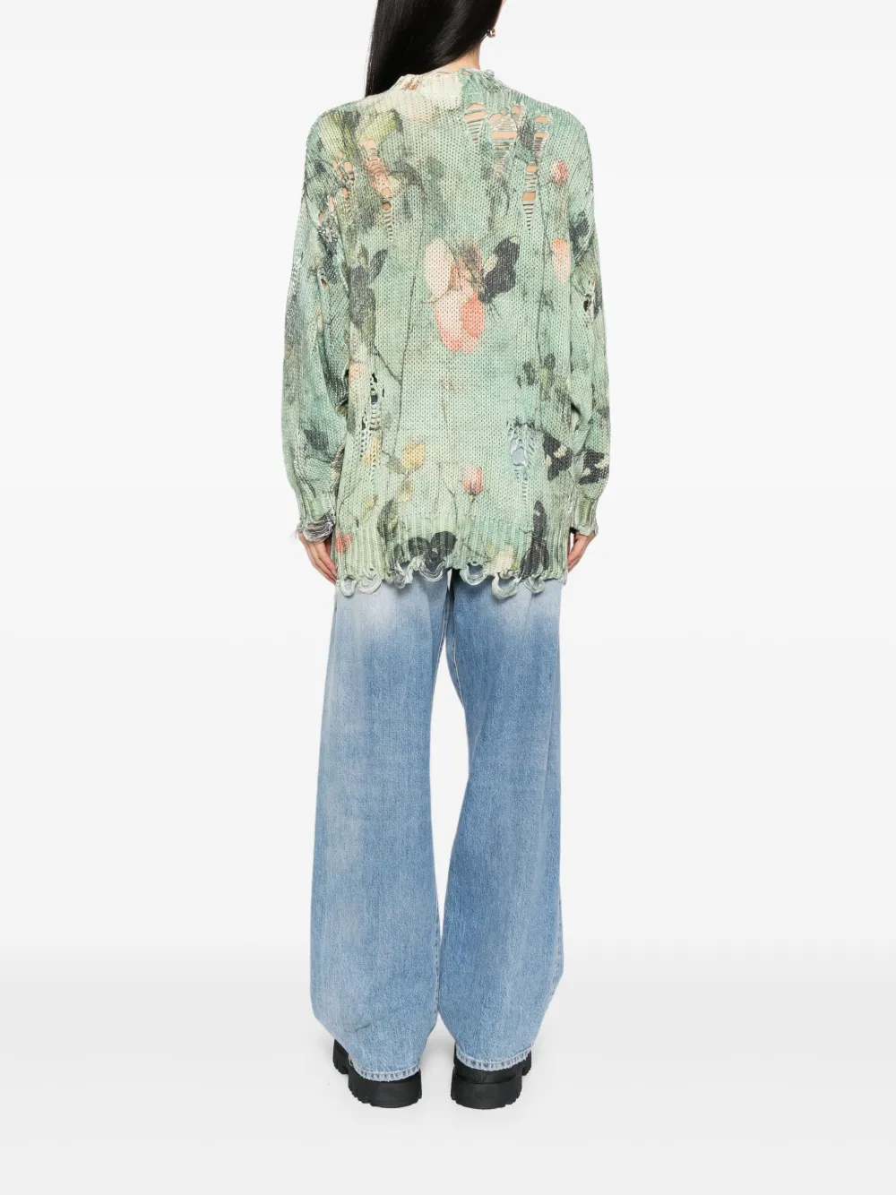 R13 Trui met bloemenprint Groen