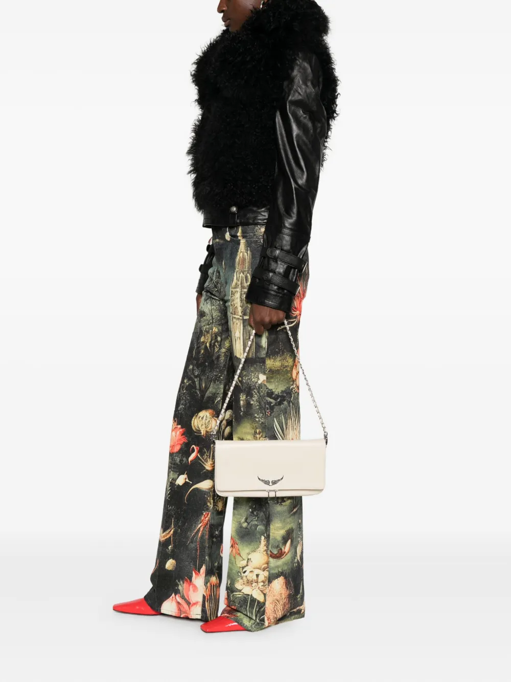 Zadig&Voltaire Rock leather shoulder bag Beige