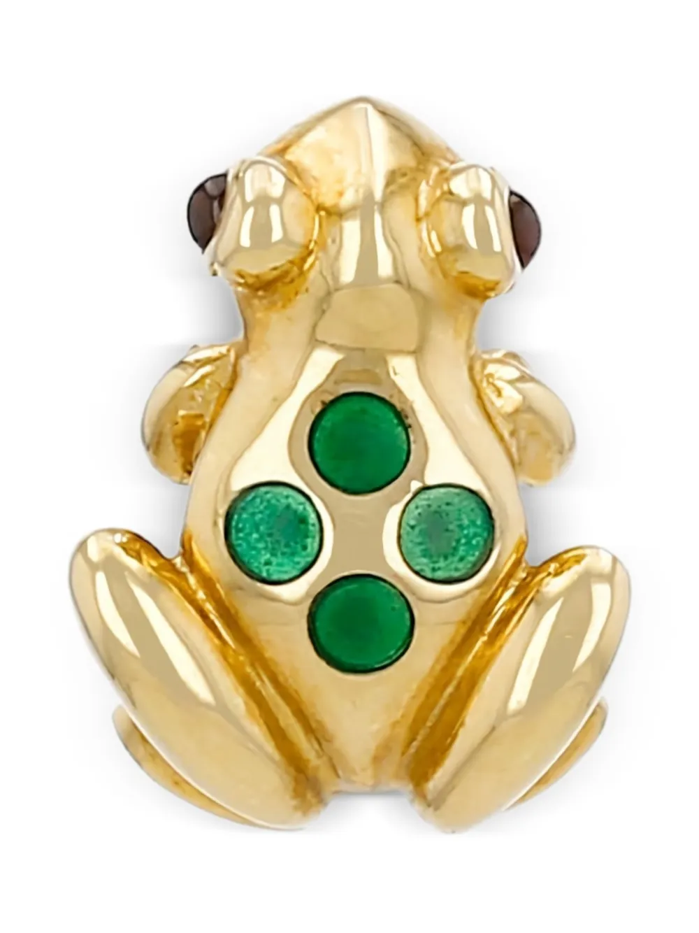 18K yellow gold ruby and emerald brooch