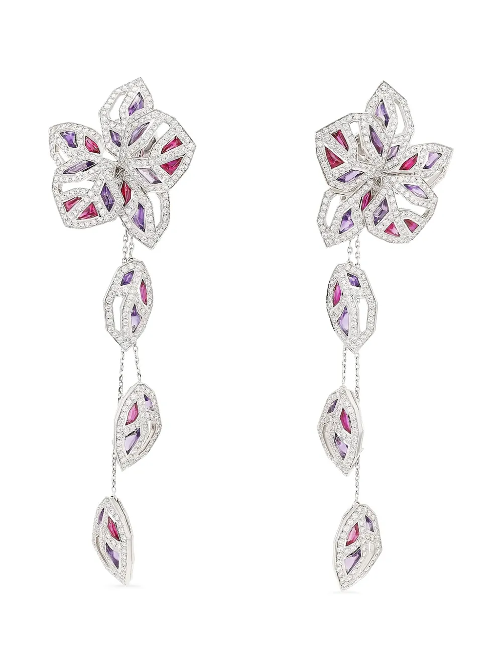 18kt white gold Orchid earrings