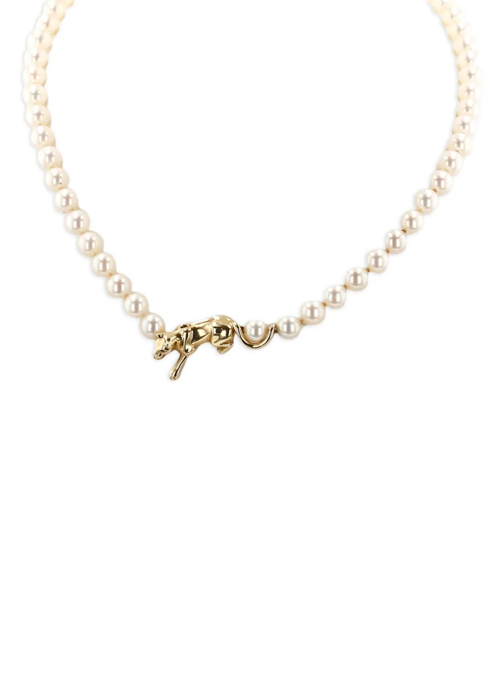 18K yellow gold pearl Panther necklace