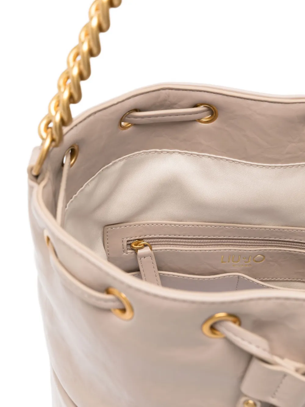LIU JO Schoudertas met trekkoord en kettingband Beige