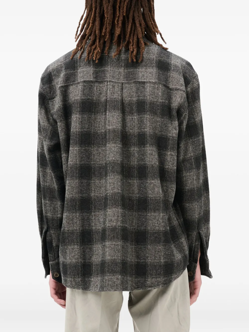 Our Legacy Long Sleeve Checked Shirt With Chest Pocket In Black