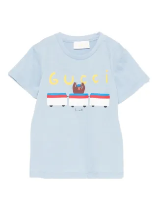 Gucci Kids ベアプリント Tシャツ | ブルー | FARFETCH JP