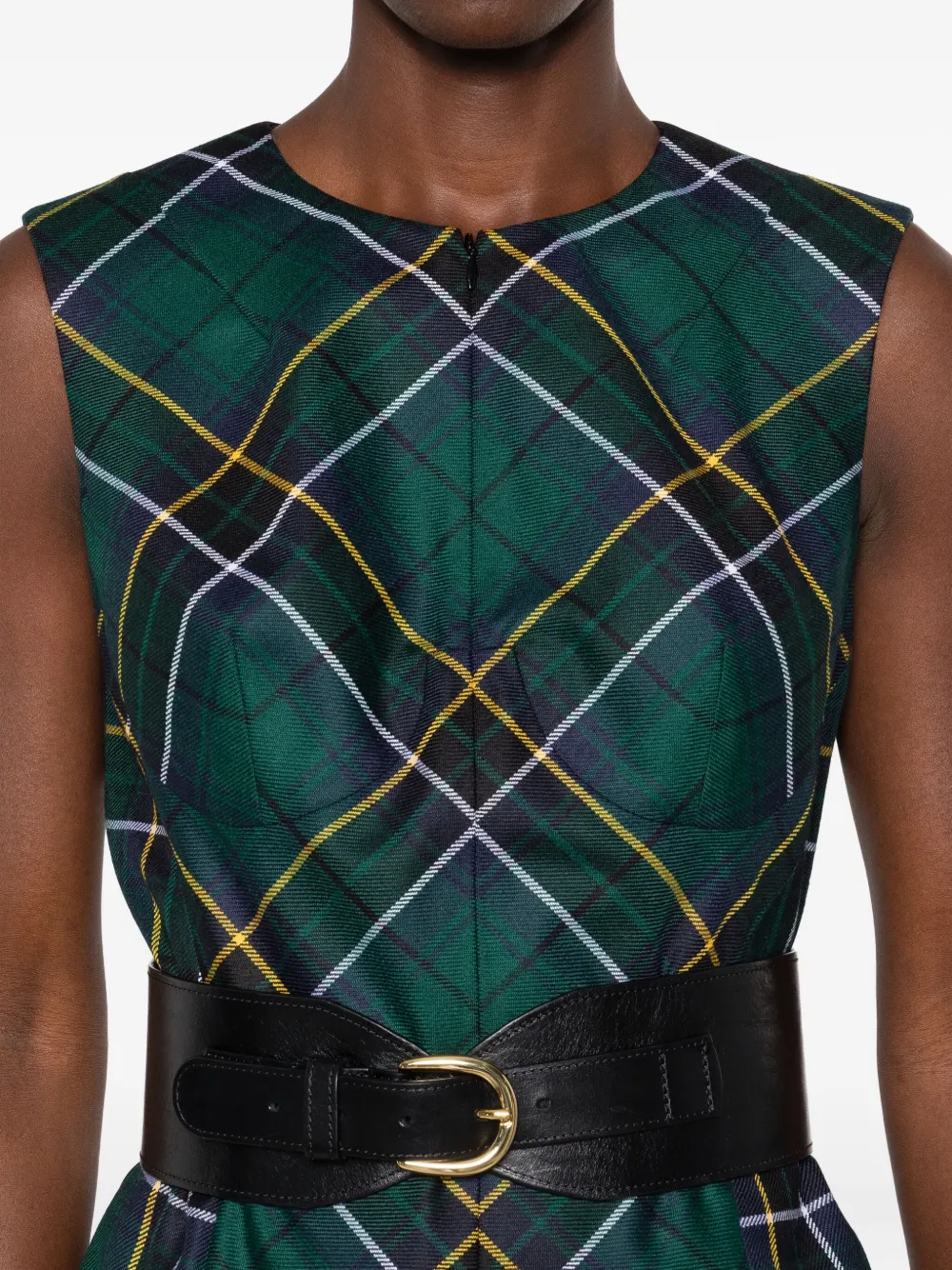 Alexander McQueen plaid sleeveless top Blauw