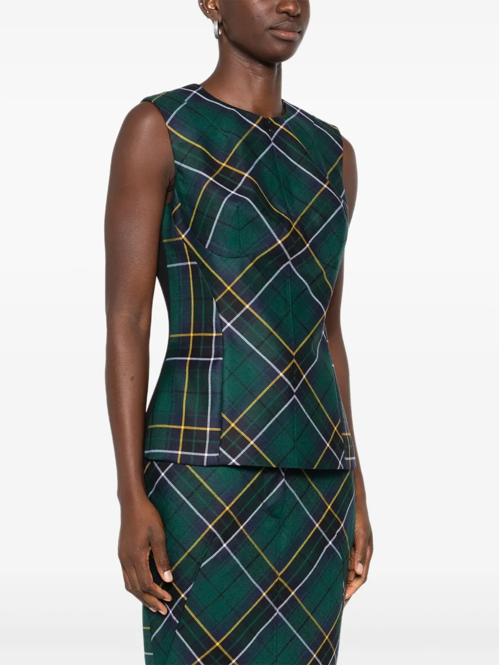 Alexander McQueen plaid sleeveless top Blauw