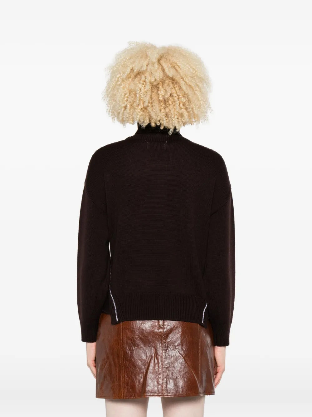 Alpha Studio Merino Wool Turtleneck Sweater In Brown