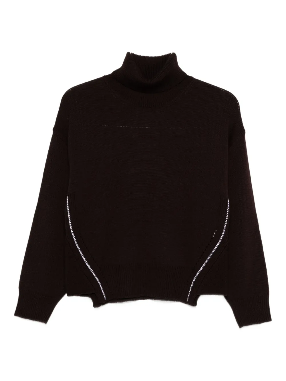 Alpha Studio Merino Wool Turtleneck Sweater In Brown