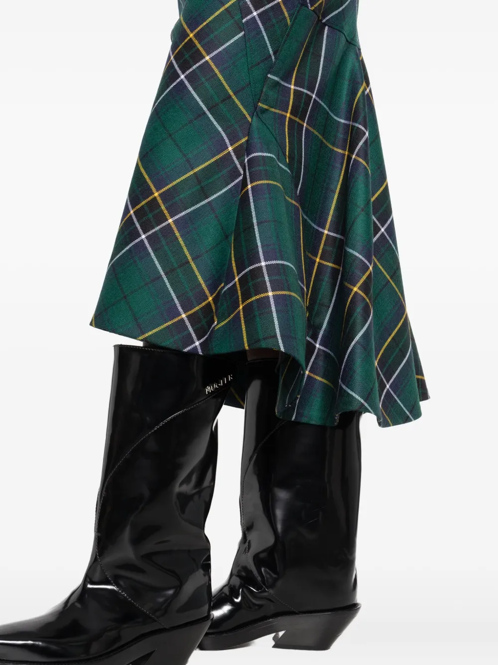 Alexander McQueen kickback-detail plaid skirt Blauw