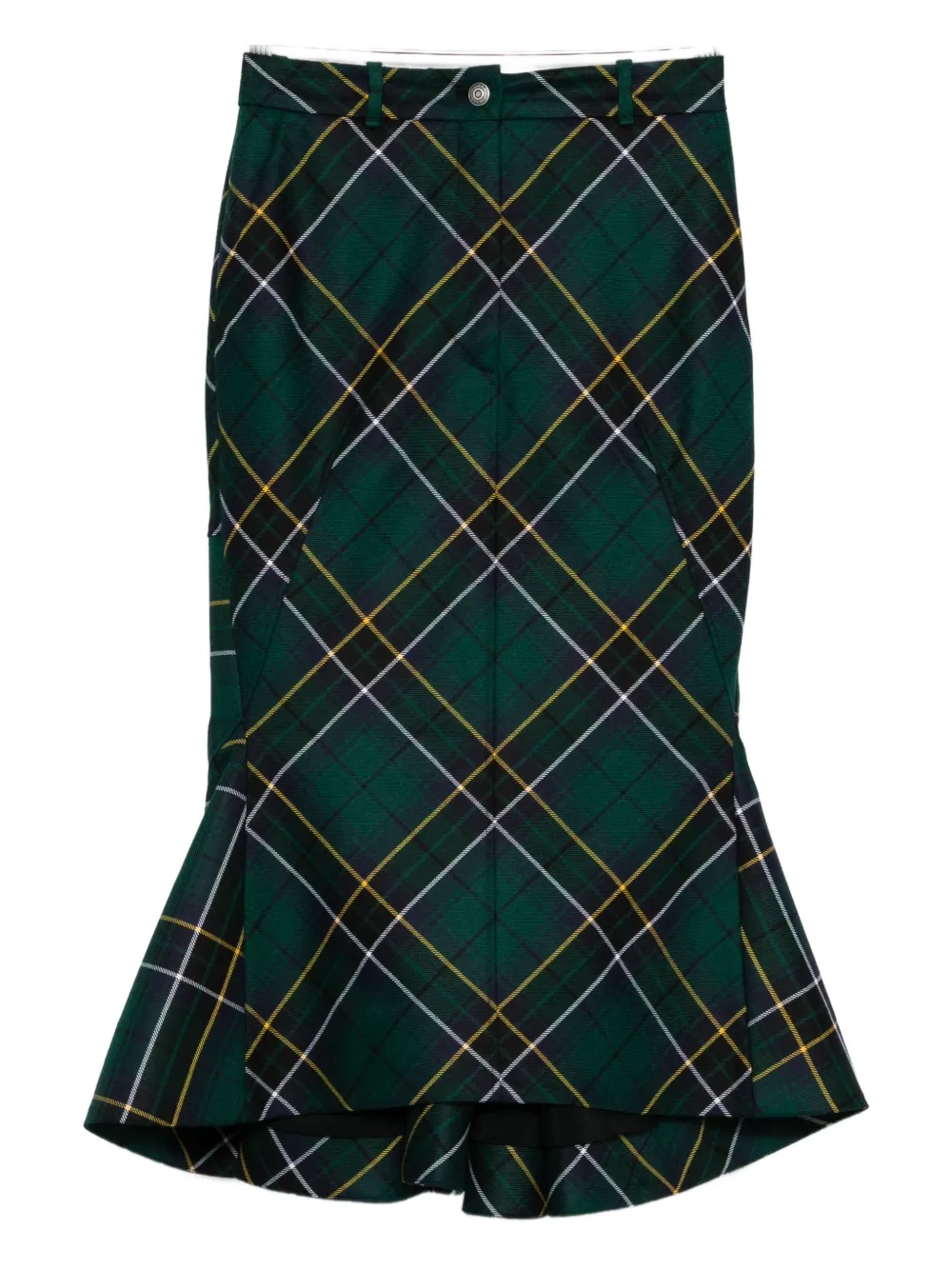 Alexander Mcqueen Wool Tartan Flared Skirt With Belt Loops In Multi