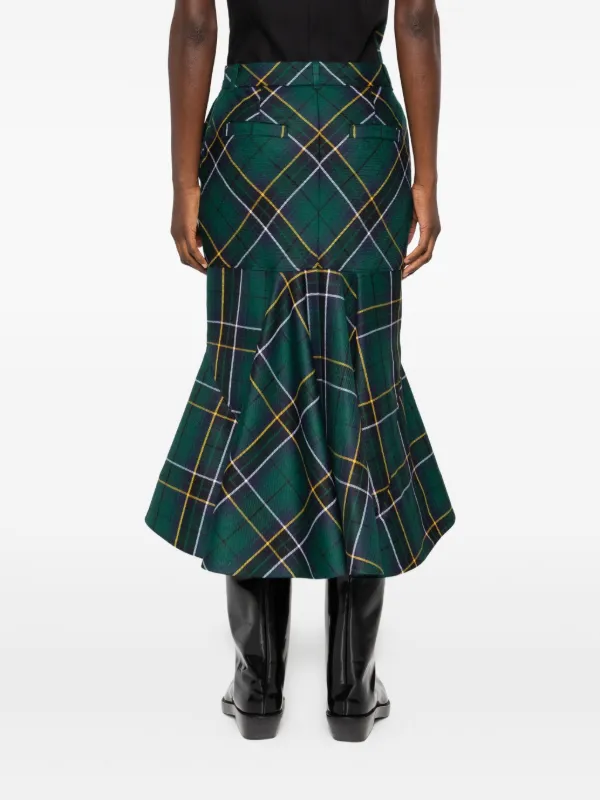 Alexander McQueen kickback-detail Plaid Skirt | Blue | FARFETCH