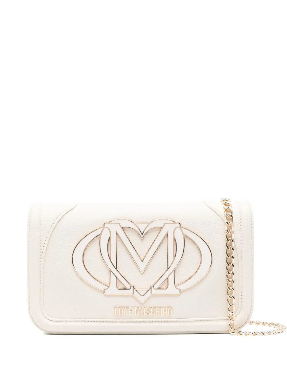 Love Moschino Crossbodytas met logoplakkaat en kettingband Beige