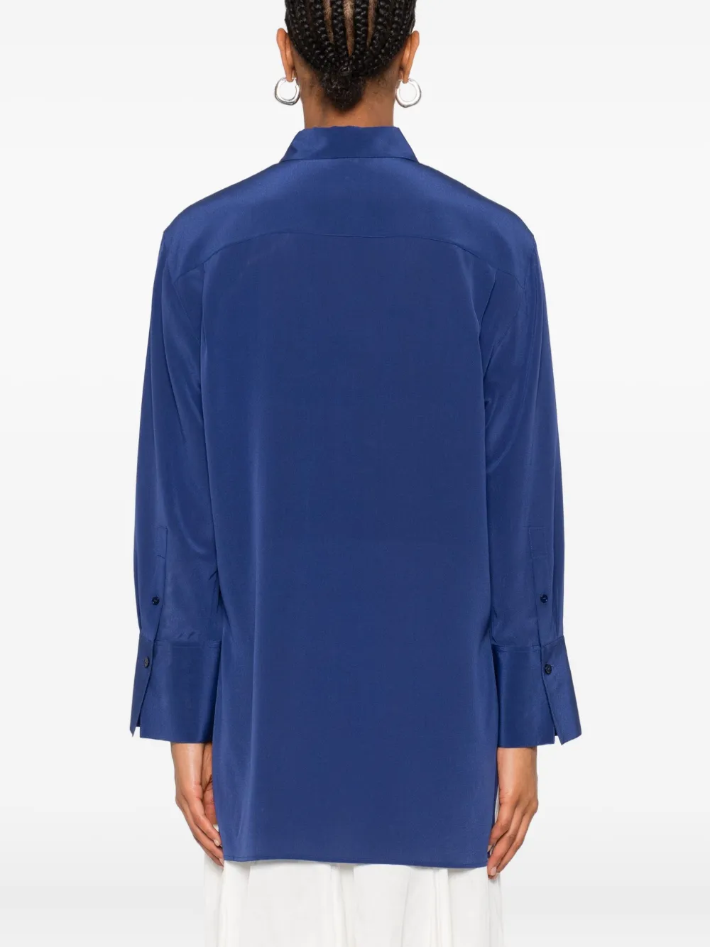 Joseph Button-down Silk Shirt In Blue