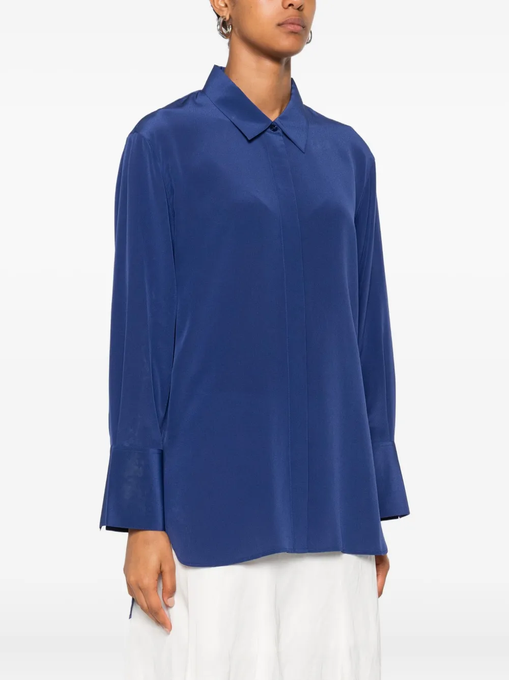 Joseph Button-down Silk Shirt In Blue