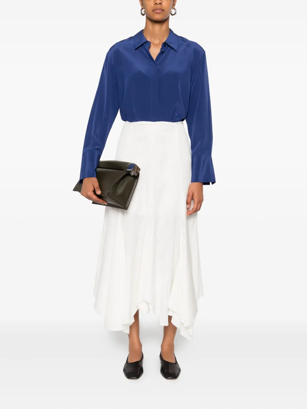 Joseph Button-down Silk Shirt In Blue