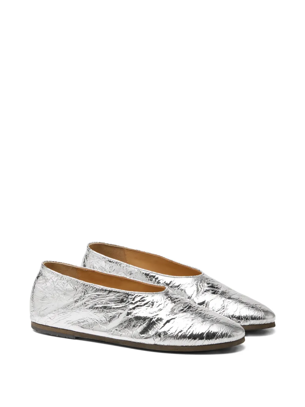 Marsèll metallic leather ballet flats Silver