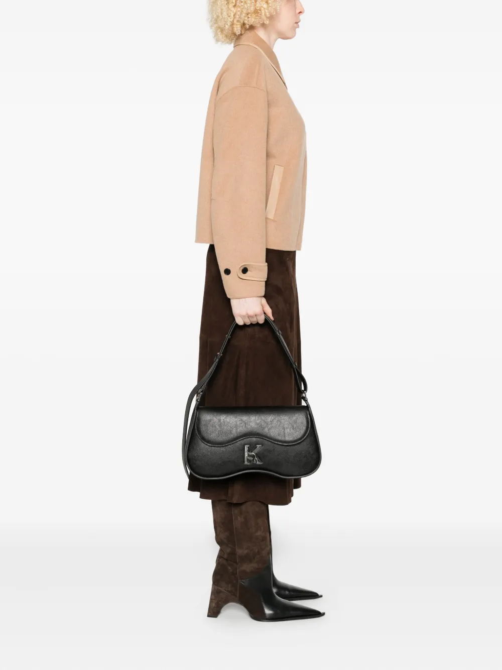 Karl Lagerfeld K-logo gewelfde schoudertas - Zwart
